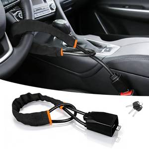 lot 2054 image: Car Steering Wheel Lock, Reliable Club Steering Wheel Lock Anti-Theft Device with 3 Keys, Max 17 Inch Length, Fits Most Vehicles, Trucks, SUVs, Vans, Golf Car Security Device - Black
