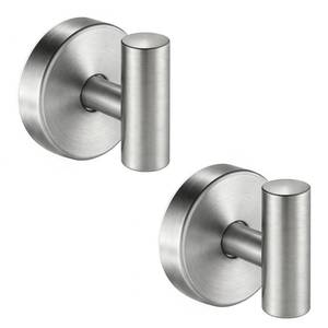 lot 2058 image: disbam Waterproof No-Drilling Suction Cup Shower Hooks, Brushed Nickel