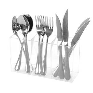 lot 2063 image: Clear Acrylic Cutlery Storage Organizer, Plastic Cutlery Utensil Holder Storage Organizer Caddy for Kitchen Countertop Organization, Holds Fork, Knife, Spoon, Pen, Silverware Tableware Storage Box