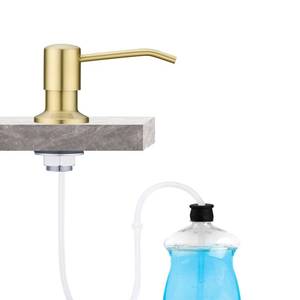 lot 2064 image: Fonveth Built in Sink Soap Dispenser with 47 Tube for Kitchen Sink Brushed Champagne Gold Stainless Steel Pump Head with 17 OZ Bottle