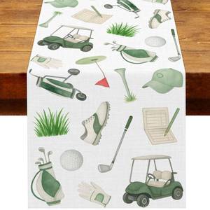 lot 2094 image: Heyfary Golf Party Decorations Lets Partee Table Runner Sports Ball Birthday Party Decoration Home Kitchen Dining Room Table Decor (13 x 72)