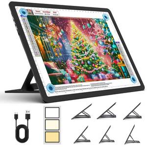 lot 2096 image: Heanolier Rechargeable A4 Light Board with Stand, 7100Lux Super Bright Magnetic Light Pad with Side Buttons, Wireless Light Box for Tracing, LED Light Table for Diamond Painting,Sketching,Drawing