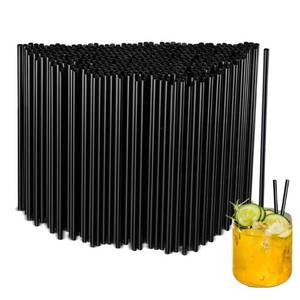 lot 2099 image: 500Pcs Black Disposable Straws��5.12���� Straight Flat Straw,0.16���� Diameter, For Kitchen,Bar,Club,Drinks, Milk, Soda, Party, Whiskey (500, 5.12)