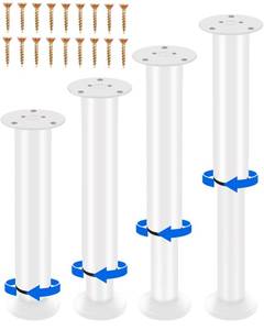 lot 2107 image: Adjustable Metal Cabinet Support Legs 7-12 In,White Furniture Feet Set of 4
