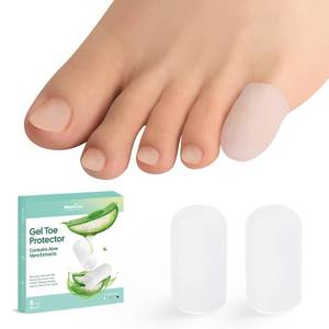lot 2112 image: Welnove Gel Toe Cap and Protector - Silicone Toe Covers - Toe Cushions for Pain Relief, Missing or Ingrown Toenails, Corns, Calluses, Blisters - Infused Aloe Vera Extract (8 Small, Clear)