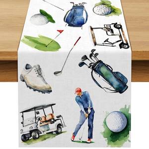 lot 2120 image: Buxiuer Golf Table Runner Lets Par-tee Time Golf Party Decoration Man Dining Room Home Kitchen Table Decor