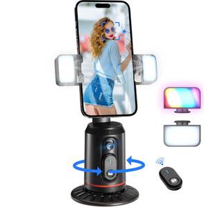 lot 2374 image: MQOUNY Auto Face Tracking Phone Holder, 360° Rotation Face Body Phone Tripod Smart Shooting Camera Mount with Rechargeable Remote and Light for Live Vlog Streaming Video, Rechargeable
