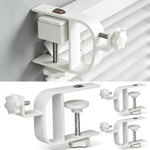 lot 2375 image: Bobuuii No Drill Curtain Rod Brackets, InsideOutside Mount, White 3 Pack