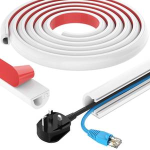 lot 2398 image: 78 Inch Wall Cord Hider, Silicone Self Adhesive Cable Hider Cord Cover, Flexible Wire Covers for Cords Cable Cover Cable Concealer for Wires W0.59 H0.39 White