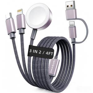 lot 2401 image: 2026 Travel Essentials for Apple Watch Charger,Cruise Vacation Camping Essentials,iPhone Charger,Multi Charging Cable,3 in 2 Charging Docks for iWatch Series 11-2Ultra,iPhone 17-12,Car