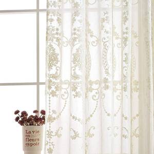 lot 2427 image: SLOW SOUL 2 Panels White European Style Sheer Curtain Embroidered Window Curtains Europe Floral Tulle for Living Room Bedroom with Grommet White 54W X 72L inch