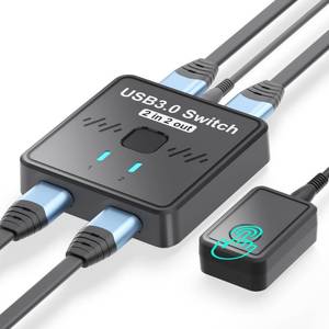 lot 2430 image: USB 3.0 Switch 2 in 2 Out, USB Switcher 2 Computers Sharing Keyboard and Mouse Printer Scanner Webcam, Printer Splitter for 2 PC, 2 Port USB-A Selector Switch with 2 USB Cables and Desktop Controller