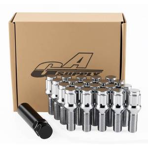 lot 2432 image: GAsupply M12x1.5 Lug Bolts 28mm Shank Chrome Conical Seat, 20pcs1 Stud Key