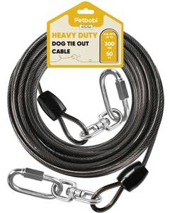 lot 2450 image: Petbobi Heavy Duty Dog Tie Out Cable, 50ft for Large Dogs Up to 300Lbs