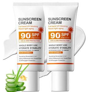 lot 2455 image: SPF 90 Sunscreen Cream 2 Pack, Broad Spectrum UVAUVB Protection Face & Body Sun Lotion with Aloe Vera & Vitamin E, Lightweight, Non-Greasy, Water & Sweat Resistant Daily Sun Defense
