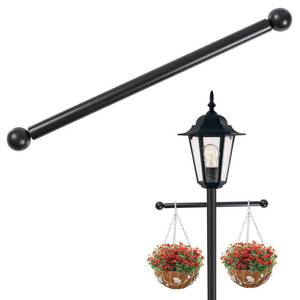 lot 2467 image: Lamp Post Cross Arm 16 inch Steel Lamp Post Cross Bar Ladder Rest Post Cross Arm Replacement for Outdoor Lamp Post (Black 1Pack)