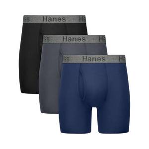 lot 2476 image: Hanes Mens Stay Dry Pouch Boxer Briefs, Cotton Stretch Boxer Brief with Leak Protection, 3-Pack - Size Large