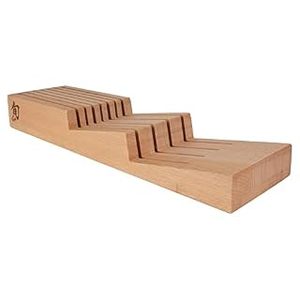 lot 2478 image: Shun Drawer 7 Slot Kitchen Knife Tray, 18 x 7 x 2.25 inches, Beechwood Block Holder & Organizer, Wood (B09VVS886M)
