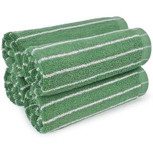 lot 2480 image: Jacquotha Washcloths Set of 4, Cotton Terry Wash Cloths, Green White Stripe