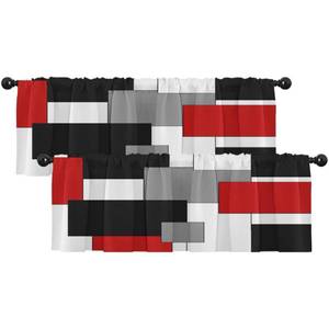 lot 2489 image: Emvency Valances for Windows, 2 Pack, 52x12 Inch, Red Black