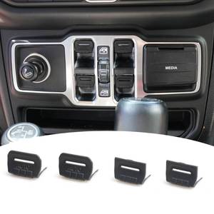 lot 2495 image: RERPRO Center Console Window Button Switch Cover Trim Compatible with 2018-2025 2026 Jeep Wrangler JL 24 Door 4XE Gladiator JT Interior Accessories Paint Guard Decoration ABS Original Car Matte Black