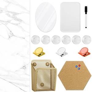 lot 3728 image: Harloon 15 Pcs Locker Decoration and Organizer Kit,White Marble Texture