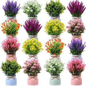 lot 3734 image: Cindeer 16 Pcs Large Artificial Potted Flowers Fake Potted Plants for Home