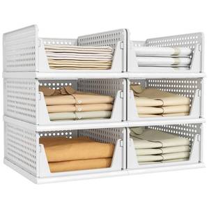 lot 3739 image: Pinkpum 6 Pack Closet Organizer Storage Bins Stackable Plastic Drawer Shelf