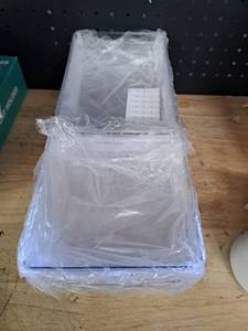 lot 3745 image: Clear Plastic Storage Bins Three Sizes