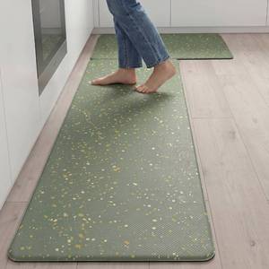 lot 3752 image: Boho Sage Green Terrazzo Speckled Design Kitchen Rug Sets 2 PCs, Anti-Fatigue, Waterproof Non-Slip Kitchen Mats Heavy Duty Ergonomic Comfort Foam Leather-Like Rug for Floor, Laundry,17x2917x47