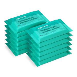 lot 3765 image: Amazon Basics Flushable Adult Toilet Wipes, Fragrance Free, 504 Count (12 Packs of 42), Packaging May Vary