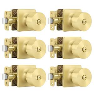 lot 3766 image: Goldenwarm Brushed Gold Door Knobs Interior, Privacy Door Knob for Bedroom Door Knob, Gold Interior Door Knobs Privacy Lock 6 Pack