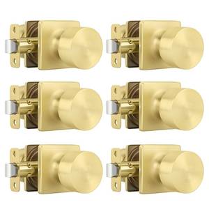 lot 3767 image: Goldenwarm Brushed Gold Closet Door Knobs, Passage Door Knobs Interior Hallway, Gold Closet Door Knob No Lock 6 Pack