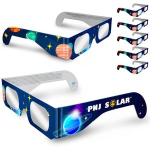 lot 4238 image: 5 Pack Solar Eclipse Glasses AAS Approved 2024 - ISO Certified and Approved for Safe Direct Sunlight Viewing - Solar Eclipse Glasses for Kids and Parents (Planets Joy)
