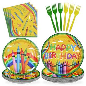 lot 4241 image: Greencian 96Pcs Back to School Crayon Birthday Party Supplies Serves 24