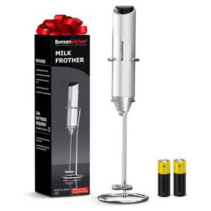 lot 4243 image: Bonsenkitchen Milk Frother with Stand for Coffee, Battery Operated Frother