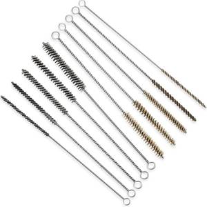 lot 4244 image: 10 Pieces Wire Tube Brushes Bulk for Cleaning Pipe Tube Brass Stainless Steel Round Wire Brush for Auto Parts Christmas, Bottles, Tubes, 5 Sizes(Silver) (Silver Gold)