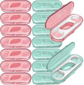 lot 4264 image: QUALIALL Travel Dental Floss Pick Case, 14 Packs, Green, Pink