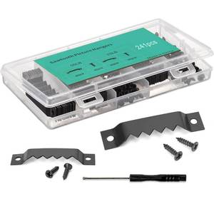lot 4265 image: ICERO 241 Pack Sawtooth Picture Hangers Kit, Supports 15lbs, 50lbs, Small & Heavy-Duty Wall Hanging with Screws, Tool for Photo Frames, Art, Paintings, Canvas Hooks, and Picture Hanging Hardware.