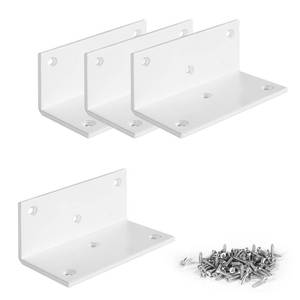 lot 4271 image: 4 PCS Iron 4 Inch L Right Angle Bracket with Screws, 4 x 2 x 2 Metal Joint Bracket 90 Degree Corner Brace for Wood Bookshelf Furniture Cabinet, Thickness 3 mm Heavy Duty White Brackets