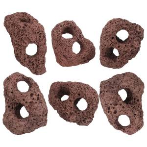 lot 4283 image: DOITOOL 6 pcs Lava Rock for Aquarium, Volcanic Rocks Small Dark Brown Volcanic Pumice Stones, Aquarium Stones Aquascaping for Fish Tank Decoration, 3.93x2.75x1.57inch