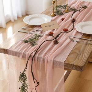lot 4308 image: Pink Cheesecloth Table Runner 120 Inches Fall Party Home Decorations