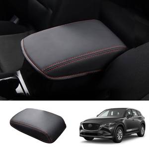lot 4316 image: Coleya 2017-2025 CX-5 Center Console Cover for Mazda CX-5 (SportTouringCarbon EditionGrand Touring2.52.5 S), Cushion Leather Armrest Cover 2023 2024 2025 Mazda CX5 Accessories (Red Line-Padded)