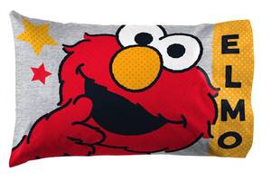 lot 4322 image: Sesame Street Elmo Toddler Kids Pillowcase Reversible, Gray