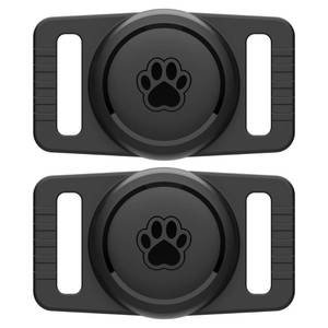 lot 4324 image: GOCII for Airtag Dog Collar Holder 2 Pack,Waterproof Dog Collar Holder for Apple AirTag(Gen 1 & 2),Silicone Air Tags Case for Dog Collars(Black)