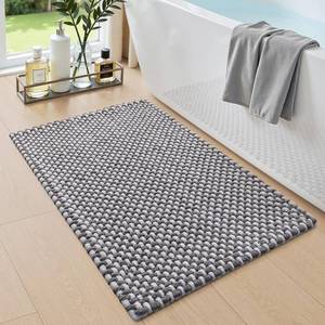 lot 4333 image: DEXI Chenille Bath Mat 24x16, Soft Absorbent Bathroom Rugs, Grey and White