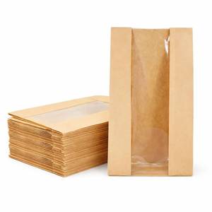 lot 4338 image: 100 Sourdough Bread Bags For Homemade Loaf Kraft Brown Paper Bread Bags with Window and Square Bottom Large Bakery Bag - Reusable and Disposable Square Bottom for Easy Storage of Sandwiches and Bagels