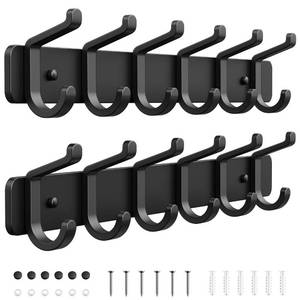 lot 4344 image: Coat Rack Wall Mount Heavy Duty, Wall Coat Hanger with Hooks, Black 2 Pack