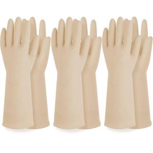 lot 5586 image: DABOGOSA Rubber Dishwashing Gloves, Non-Slip Kitchen, Ivory Small, 3 Pairs