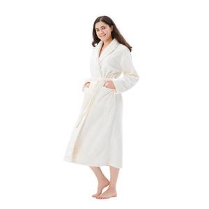 lot 5607 image: COOVA Premium Womens Plush Soft Robe �� Fluffy, Warm Fleece Long Sherpa Bathrobe,Medium White